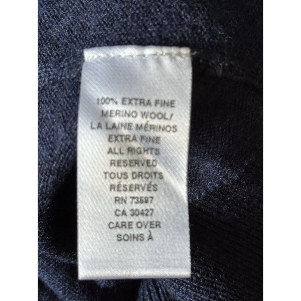 Raffi Men’s 100% Merino Wool Pullover Sweater Sz Medium Large Blue Fall Winter